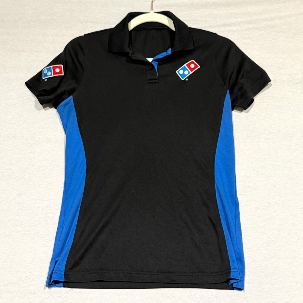 Domino's Pizza‎ Women's Black Blue Logo Performance Polo Uniform Shirt Size M